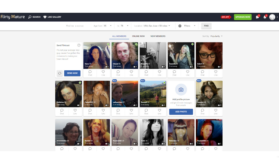 FlirtyMature-database met gebruikers
