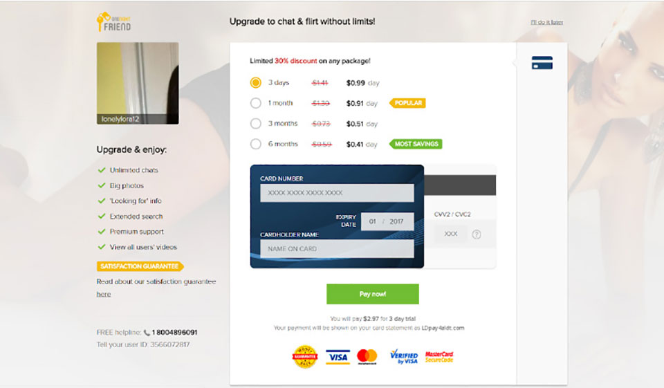 Registrierungsprozess auf OneNightFriend